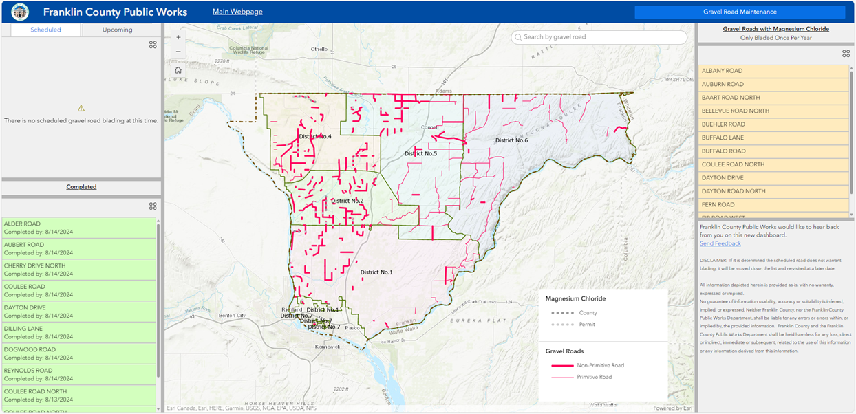 Gravel Roads Dashboard on initial load